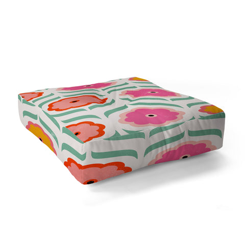 Showmemars Bright Retro Geometric Pattern Floor Pillow Square