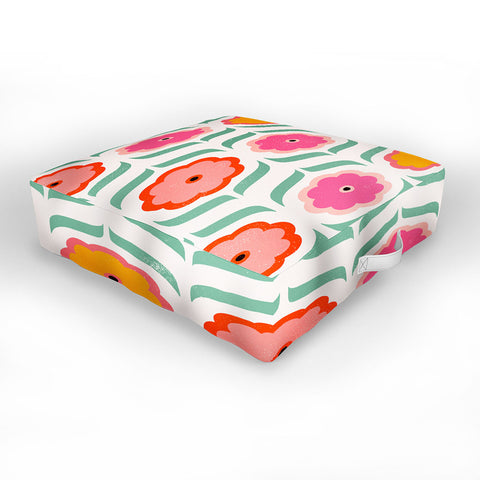 Showmemars Bright Retro Geometric Pattern Outdoor Floor Cushion