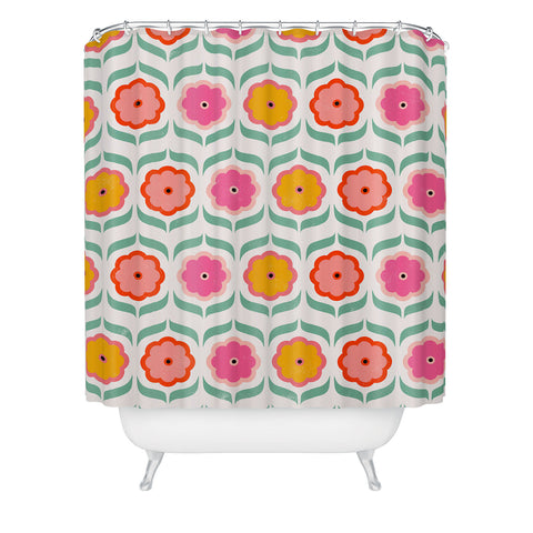 Showmemars Bright Retro Geometric Pattern Shower Curtain