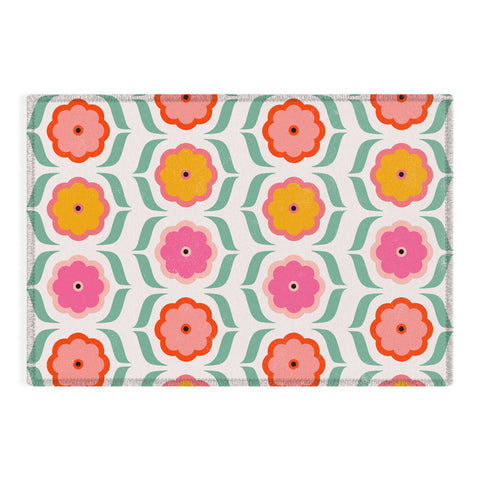 Showmemars Bright Retro Geometric Pattern Outdoor Rug
