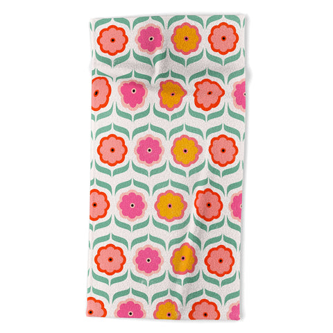 Showmemars Bright Retro Geometric Pattern Beach Towel