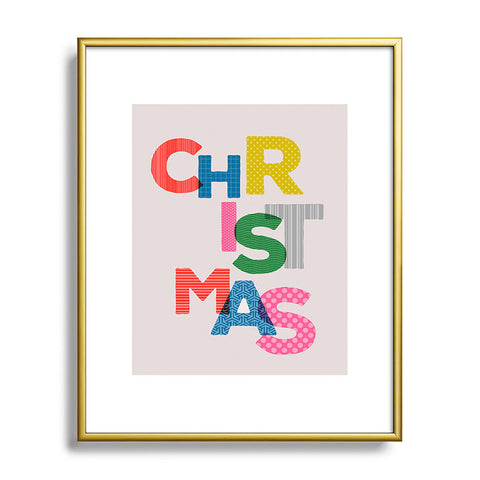 Showmemars Christmas colorful typography Metal Framed Art Print