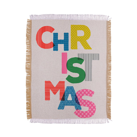 Showmemars Christmas colorful typography Throw Blanket