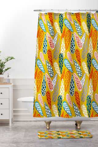 Showmemars Colored Cone pattern Shower Curtain And Mat