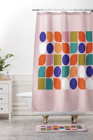 Showmemars Colorful Geometry Shower Curtain And Mat