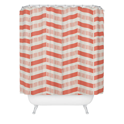 Showmemars coral lines pattern Shower Curtain