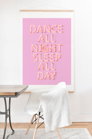 Showmemars DANCE ALL NIGHT pink neon Art Print And Hanger