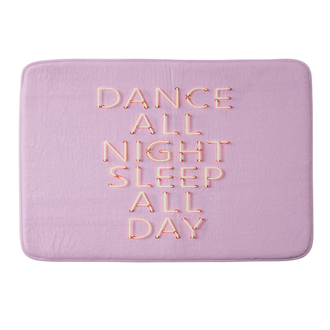 Showmemars DANCE ALL NIGHT pink neon Memory Foam Bath Mat