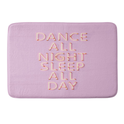 Showmemars DANCE ALL NIGHT pink neon Memory Foam Bath Mat
