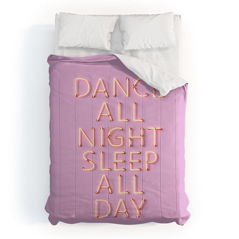 Showmemars DANCE ALL NIGHT pink neon Comforter