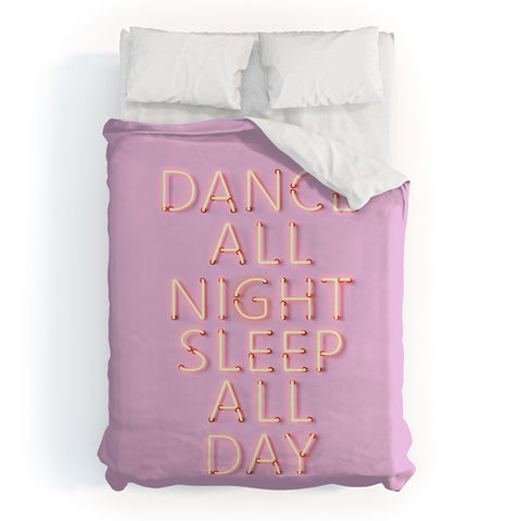 Showmemars DANCE ALL NIGHT pink neon Duvet Cover