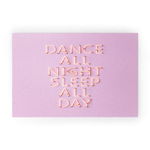 Showmemars DANCE ALL NIGHT pink neon Welcome Mat