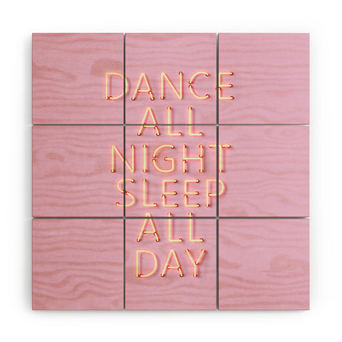 Showmemars DANCE ALL NIGHT pink neon Wood Wall Mural