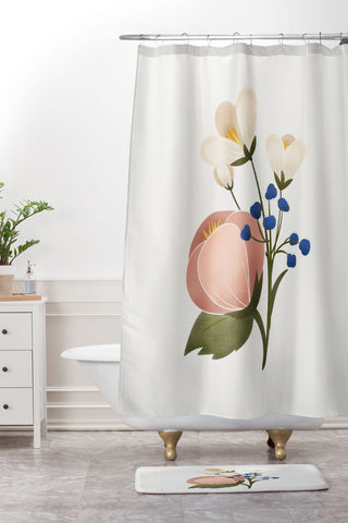 Showmemars Delicate florals Shower Curtain And Mat