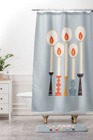 Showmemars Festive Candles Shower Curtain And Mat