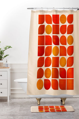 Showmemars Fun Geometry Midcentury abstr Shower Curtain And Mat