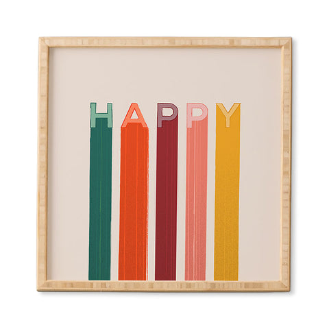 Showmemars Happy Letters in Retro Colors Framed Wall Art