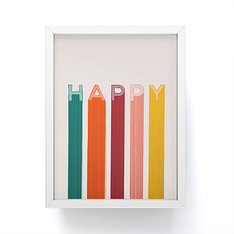 Showmemars Happy Letters in Retro Colors Framed Mini Art Print