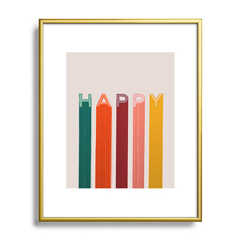 Showmemars Happy Letters in Retro Colors Metal Framed Art Print