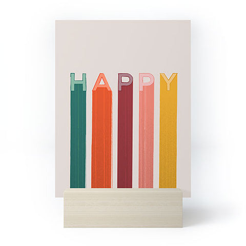 Showmemars Happy Letters in Retro Colors Mini Art Print