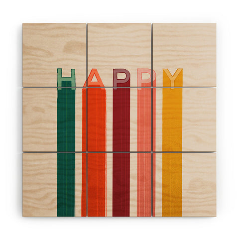 Showmemars Happy Letters in Retro Colors Wood Wall Mural