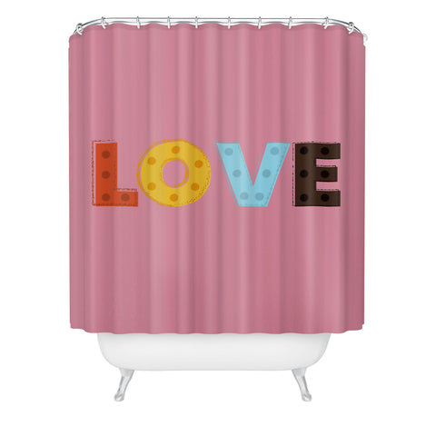 Showmemars happy LOVE typography Shower Curtain