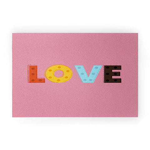 Showmemars happy LOVE typography Welcome Mat