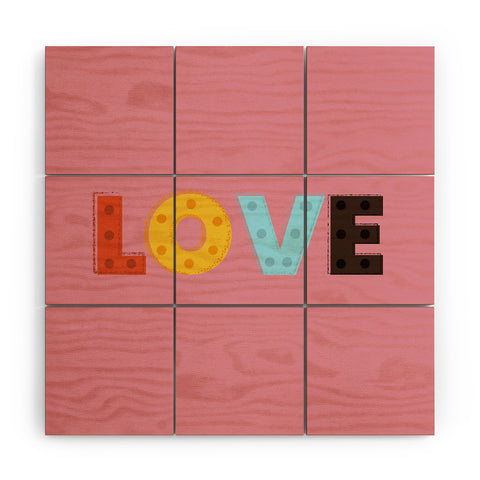 Showmemars happy LOVE typography Wood Wall Mural