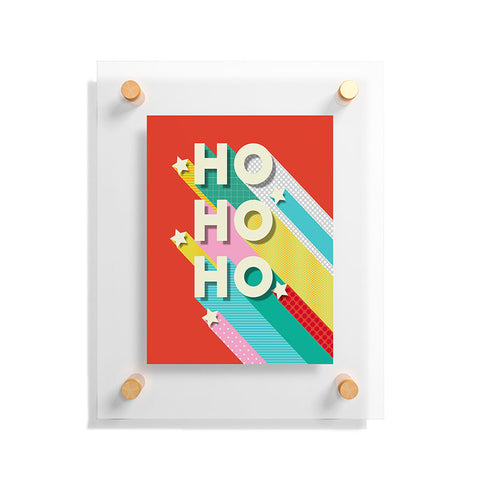 Showmemars Ho Ho Ho Christmas typography Floating Acrylic Print