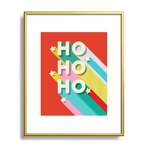 Showmemars Ho Ho Ho Christmas typography Metal Framed Art Print