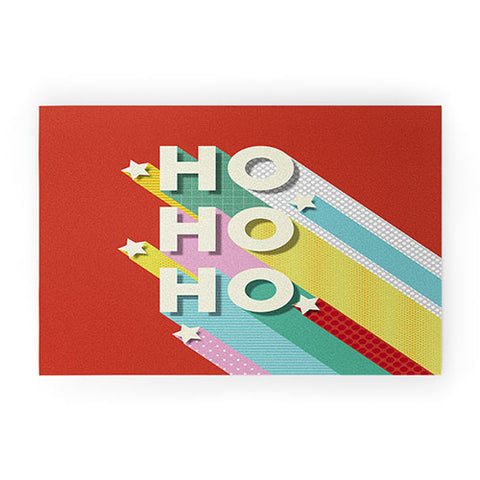 Showmemars Ho Ho Ho Christmas typography Welcome Mat