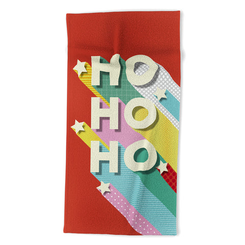 Showmemars Ho Ho Ho Christmas typography Beach Towel