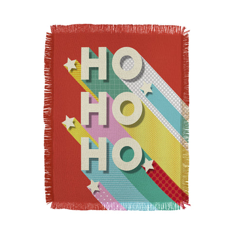 Showmemars Ho Ho Ho Christmas typography Throw Blanket