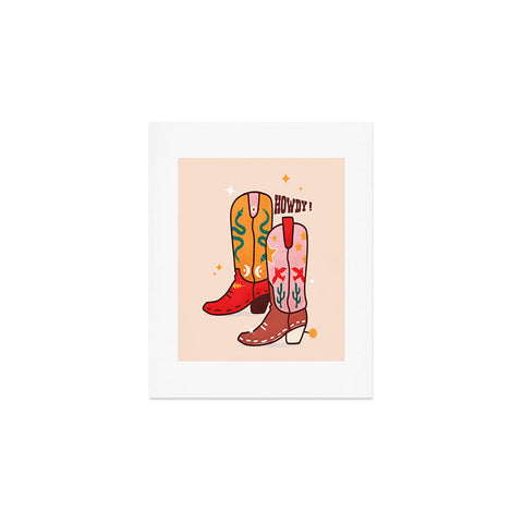 Showmemars Howdy Cowboy Boots Art Print