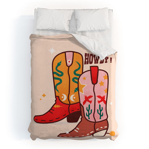 Showmemars Howdy Cowboy Boots Duvet Cover