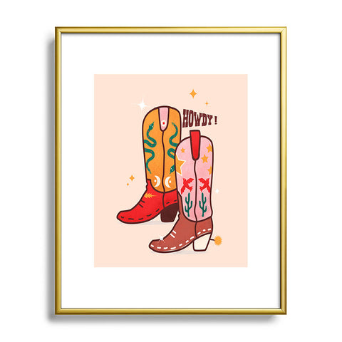 Showmemars Howdy Cowboy Boots Metal Framed Art Print