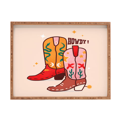 Showmemars Howdy Cowboy Boots Rectangular Tray