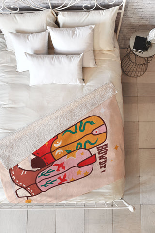 Showmemars Howdy Cowboy Boots Fleece Throw Blanket