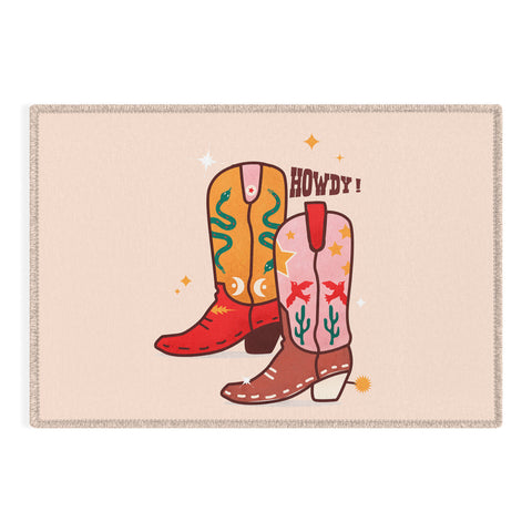 Showmemars Howdy Cowboy Boots Outdoor Rug