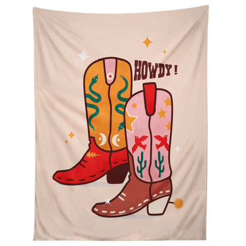 Showmemars Howdy Cowboy Boots Tapestry