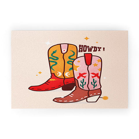 Showmemars Howdy Cowboy Boots Welcome Mat
