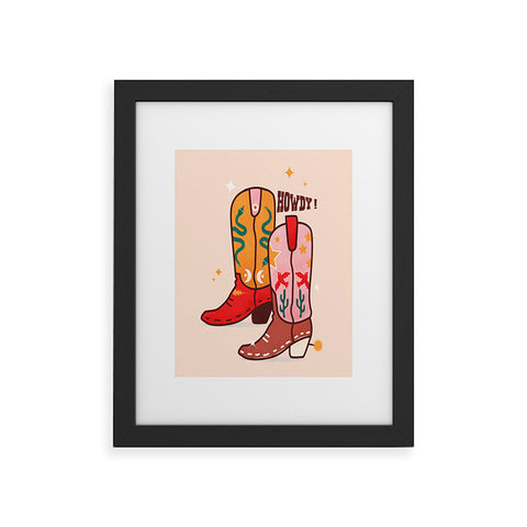 Showmemars Howdy Cowboy Boots Framed Art Print
