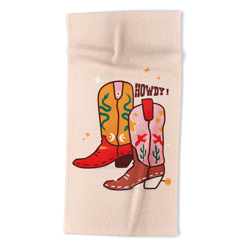 Showmemars Howdy Cowboy Boots Beach Towel