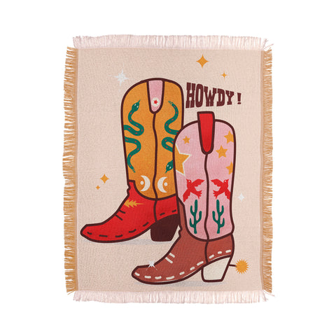 Showmemars Howdy Cowboy Boots Throw Blanket