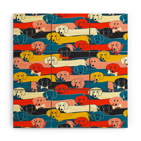 Showmemars Long dogs pattern Wood Wall Mural