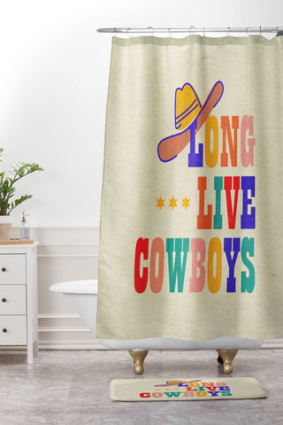 Showmemars LONG LIVE COWBOYS Shower Curtain And Mat
