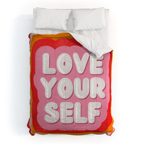 Showmemars Love Yourself retro type Comforter