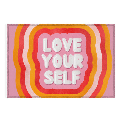 Showmemars Love Yourself retro type Outdoor Rug