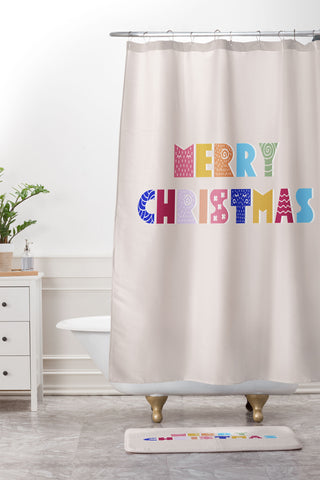 Showmemars MERRY CHRISTMAS II Shower Curtain And Mat