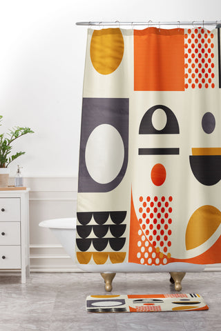 Showmemars Midcentury no1 Shower Curtain And Mat